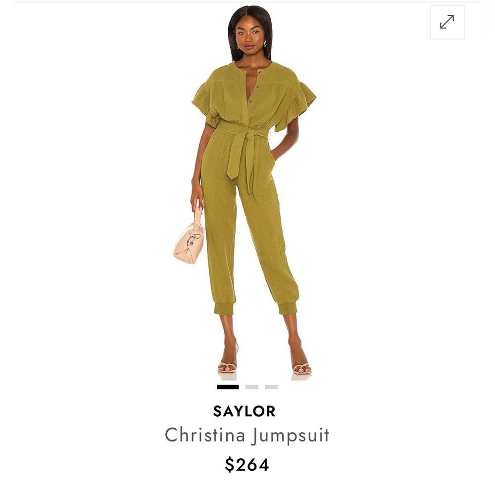 SAYLOR Christina olive jumpsuit retail $264  XS/S